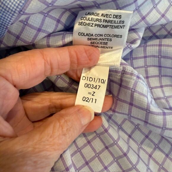 Ben Sherman Button Front Shirt Blue with Purple Contrast Cuffs Size 16 1/2 34-35 - Picture 8 of 13